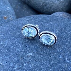 Sundance Blue Topaz earrings sterling silver stone post studs minimalist stone